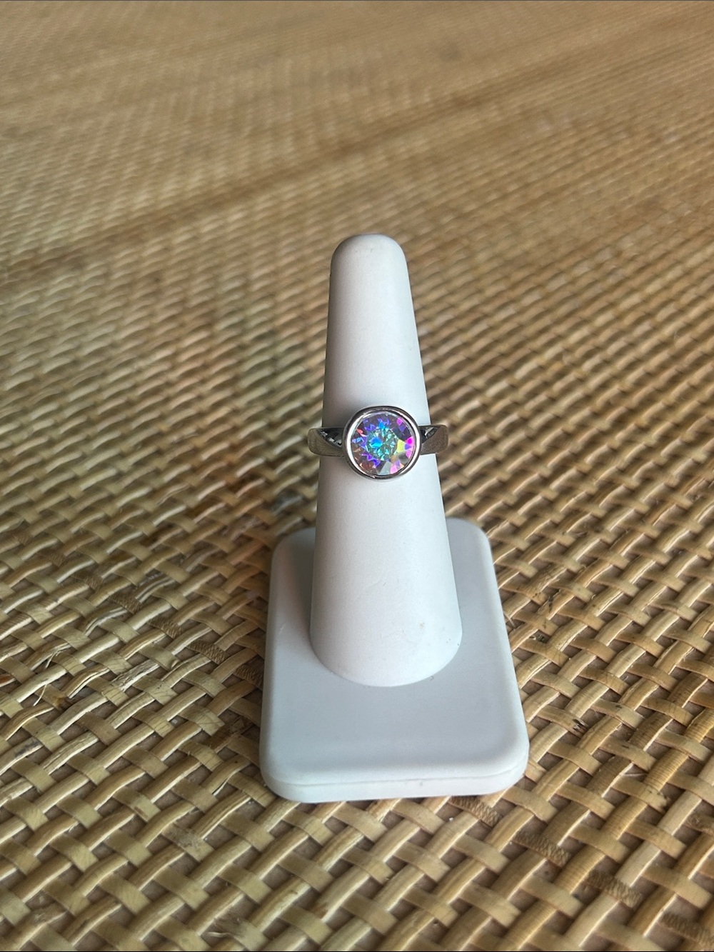 Touchstone Crystal by Swarovski Bliss Ring Crystal Aurore Boreale size 6
